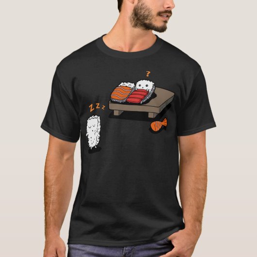 Sleepwalking Sushi Funny Kawaii Sushi Cartoon Tシャツ (正面)