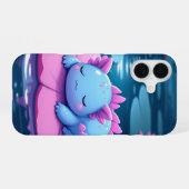 Sleepy Axolotl on Lily Pad Kawaii Case iPhone 16ケース (裏面横)
