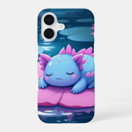Sleepy Axolotl on Lily Pad Kawaii Case iPhone 16ケース