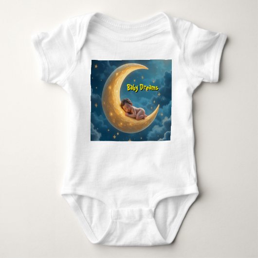 Sleepy baby moon t-shirt (white) ベビーボディスーツ (正面)