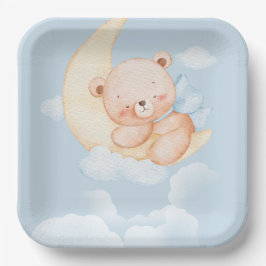 Sleepy Bear Baby Shower Paper Plates ペーパープレート