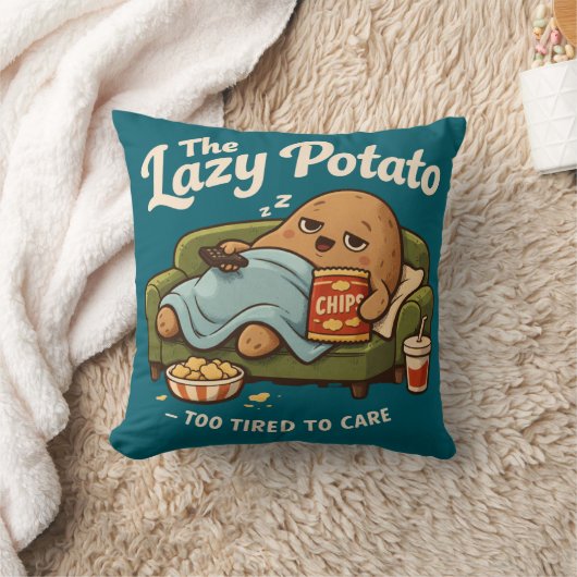 Sleepy Beige Cartoon Potato Sofa Comfort Design クッション (ブランケット)