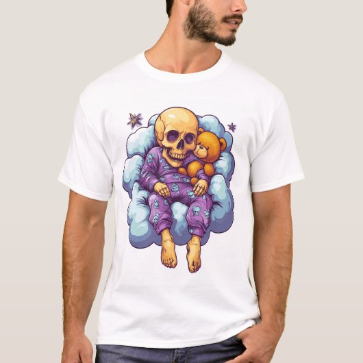 Sleepy Bones � Cute & Funny Bedtime Skull Tシャツ (正面)