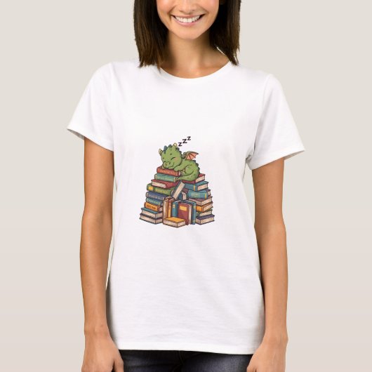 Sleepy Bookworm Dragon Tシャツ (正面)