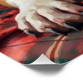 Sleepy Bulldog Dog Fast Asleep Santa Hat Christmas ポスター (コーナー)