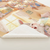 "Sleepy Bunny Kids Blanket – Cozy Repeated Rabbit  シェルパブランケット (3/4)