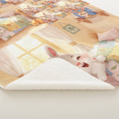 "Sleepy Bunny Kids Blanket – Cozy Repeated Rabbit  シェルパブランケット (3/4)