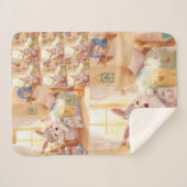 "Sleepy Bunny Kids Blanket – Cozy Repeated Rabbit  シェルパブランケット (正面(横))