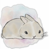 Sleepy bunny watercolor  シール (正面)