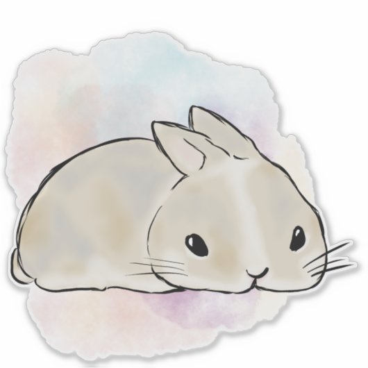 Sleepy bunny watercolor シール (正面)