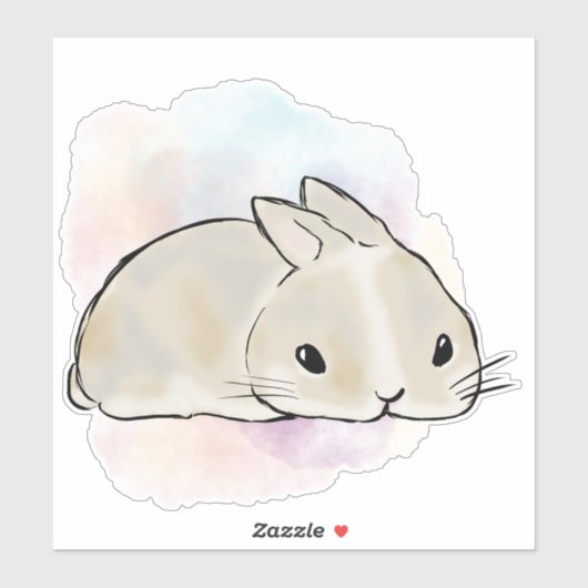 Sleepy bunny watercolor  シール (シート)