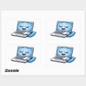 Sleepy Cartoon Laptop Character Sticker 長方形シール (シート)