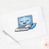 Sleepy Cartoon Laptop Character Sticker 長方形シール (封筒)