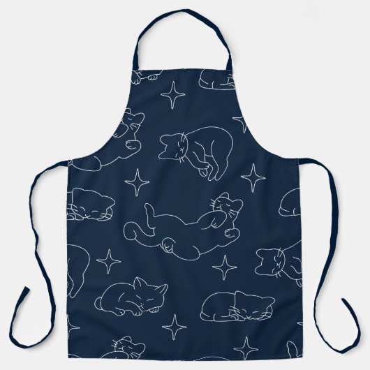 Sleepy Cat Apron – Whimsical Cat Pattern エプロン (正面)