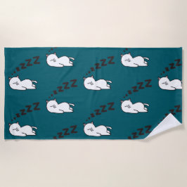 Sleepy Cat Cat ビーチタオル