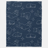 Sleepy Cat Fleece Blanket – Cozy Cat Pattern フリースブランケット (正面)