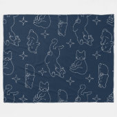 Sleepy Cat Fleece Blanket – Cozy Cat Pattern フリースブランケット (正面(横))