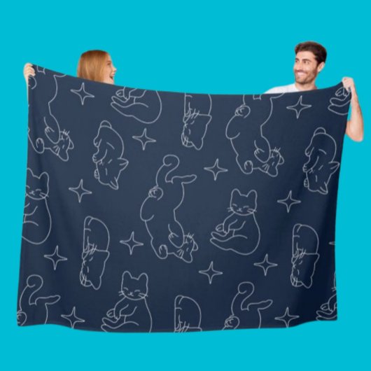 Sleepy Cat Fleece Blanket – Cozy Cat Pattern フリースブランケット