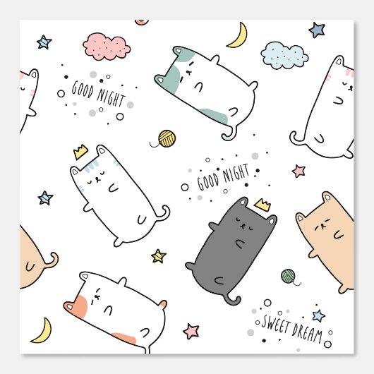 Sleepy Cat pattern for Your Kid Room 壁紙 (正面)