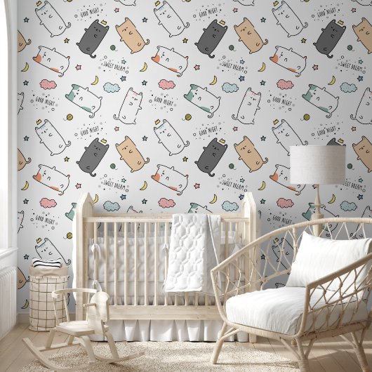 Sleepy Cat pattern for Your Kid Room 壁紙 (キッズ)