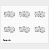 Sleepy Cat PNG Sticker – Cute Transparent Cat スクエアシール (シート)