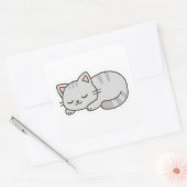 Sleepy Cat PNG Sticker – Cute Transparent Cat スクエアシール (封筒)