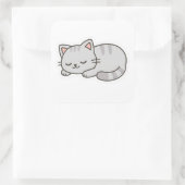 Sleepy Cat PNG Sticker – Cute Transparent Cat スクエアシール (バッグ)
