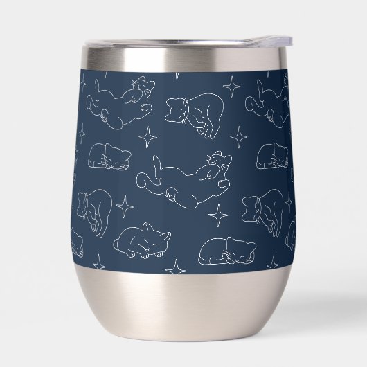 Sleepy Cat Thermal Wine Tumbler – Napping Cat (左面)