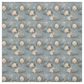 Sleepy Cats Under Starry Sky Cozy Blue Pattern ファブリック (見本)