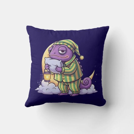 Sleepy Chameleon Wall Clock – Dreamy & Whimsical T クッション (裏面)