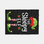 Sleepy Christmas Elf Matching Pajama X-mas Party  フリースブランケット (正面(横))