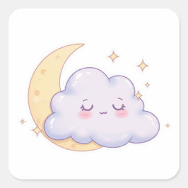 Sleepy Cloud – Dreamy Kawaii Magic スクエアシール