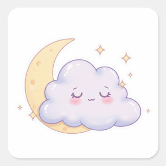 Sleepy Cloud – Dreamy Kawaii Magic スクエアシール