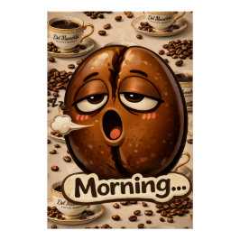 Sleepy coffee bean relatable coffee lovers poster ポスター