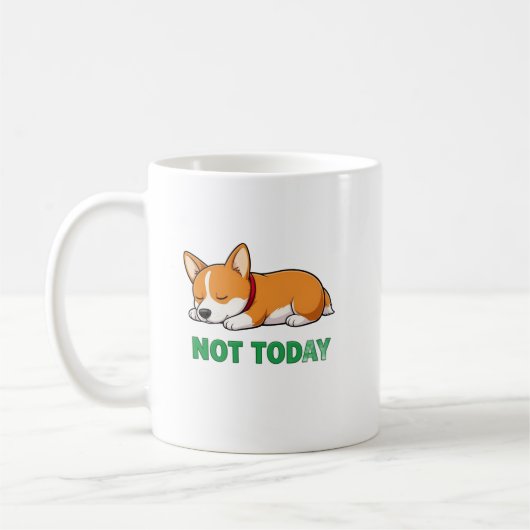 Sleepy Corgi Not Today コーヒーマグカップ (左)