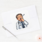 Sleepy Doctor On Duty Sticker スクエアシール (封筒)