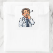 Sleepy Doctor On Duty Sticker スクエアシール (バッグ)