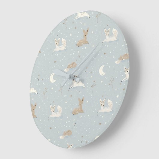 Sleepy Fawn Night Wall Clock ラージ壁時計 (傾斜)