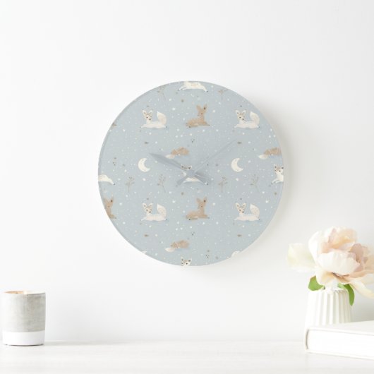 Sleepy Fawn Night Wall Clock ラージ壁時計 (ホーム)