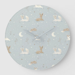 Sleepy Fawn Night Wall Clock ラージ壁時計