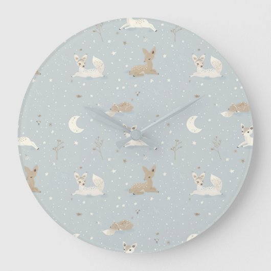 Sleepy Fawn Night Wall Clock ラージ壁時計 (正面)