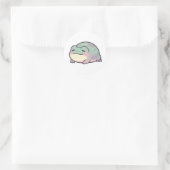 Sleepy Frog Sticker Cute Tired Frog Meme Aesthetic ラウンドシール (バッグ)