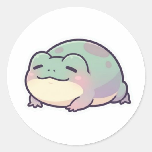 Sleepy Frog Sticker Cute Tired Frog Meme Aesthetic ラウンドシール (正面)