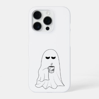 Sleepy Ghost with Coffee – Minimalist Cozy  iPhone 16 Proケース
