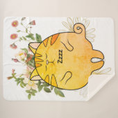 Sleepy Ginger Cat シェルパブランケット (正面(横))
