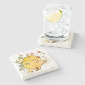 Sleepy Ginger Cat ストーンコースター (横)