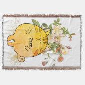 Sleepy Ginger Cat スローブランケット (正面)