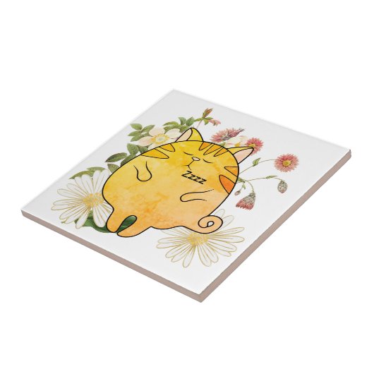 Sleepy Ginger Cat タイル (側面)