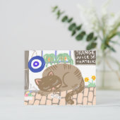 Sleepy Greek Taverna Cat Mediterranean Scene シーズンポストカード (スタンド正面)