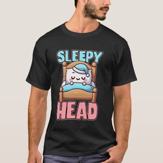Sleepy Head Cute Bedtime Cartoon Tシャツ (正面)
